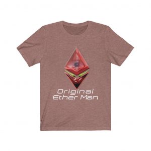 Ethereum Based Sienna T-Shirt With Ether Man Avatar White Text