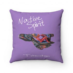 Light-purple Pillow Tshimshian Bird Spirits Spun Polyester