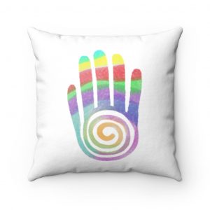 Rainbow Healing Hand Pillow Spun Polyester White
