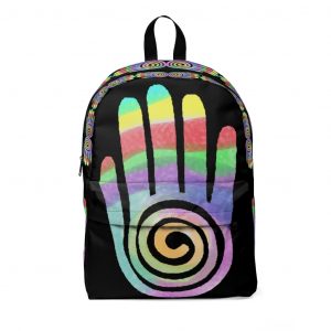 Rainbow Healing Hand on Black Backpack
