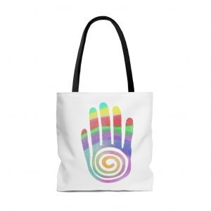 Rainbow Healing Hand White Tote Bag
