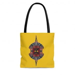 Tshimshian Rattle Head Composite on Yellow Tote Bag