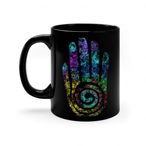 Celestial Healing Hands Black Ceramic Mug 6