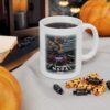 Amazing MAGA Man white ceramic mug in a Halloween setting