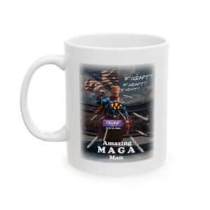 Amazing MAGA Man white ceramic mug handle left