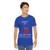 asian guy wearing true royal blue Party Of Projection t-shirt