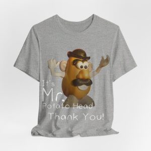 athletic heather hanging It's Mr. Potato Head t-shirt white text