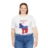 big girl wearing white Party Of Projection t-shirt