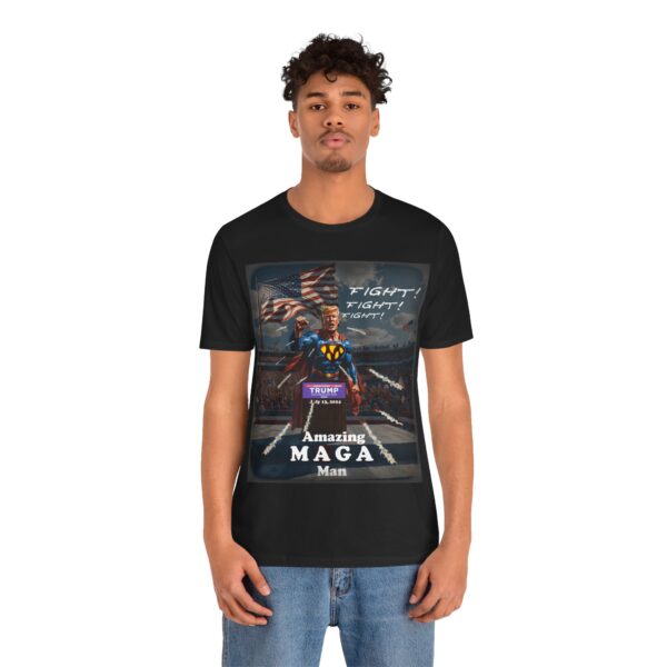 black guy wearing black amazing MAGA man trump assasintation attempt t-shirt