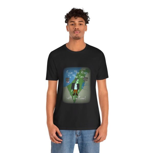 from the river to the sea, Frankenstien will be free t-shirt - black, black guy