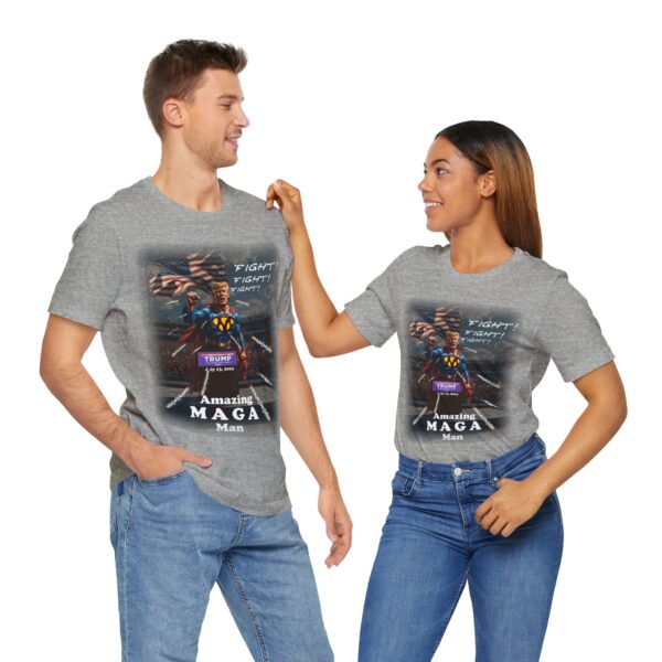 couple wearing athletic heather amazing MAGA man trump assasintation attempt t-shirt