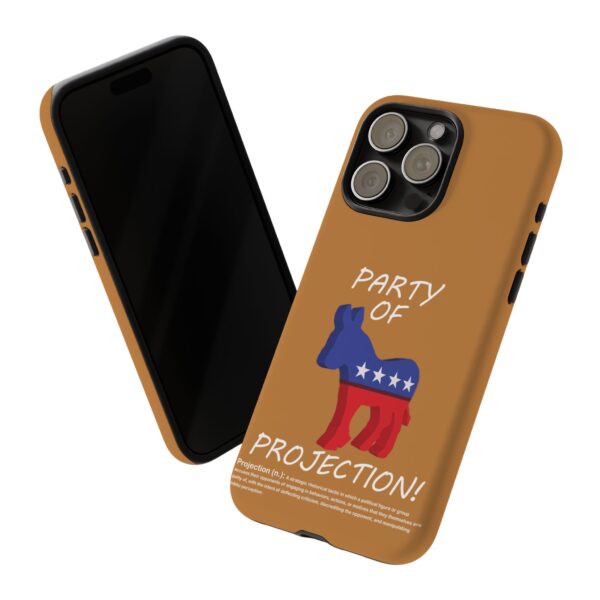 Custom Party of Projection White Text Tough Phone Cases sales display for iPhone 15 Pro Max