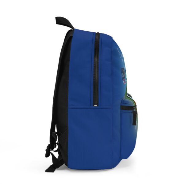 Blue From The River To The Sea Frankenstien backpack left side view