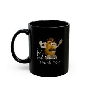 It's Mr. Potato Head Thank You black ceramic mug, handle left2