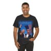 latino guy wearing dark grey heather Trump Seared With Scars T-shirt