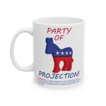 Party Of Projection white ceramic mug, handle left