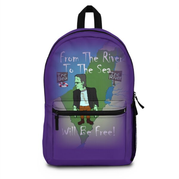 Purple From The River To The Sea Frankenstien backpack front view