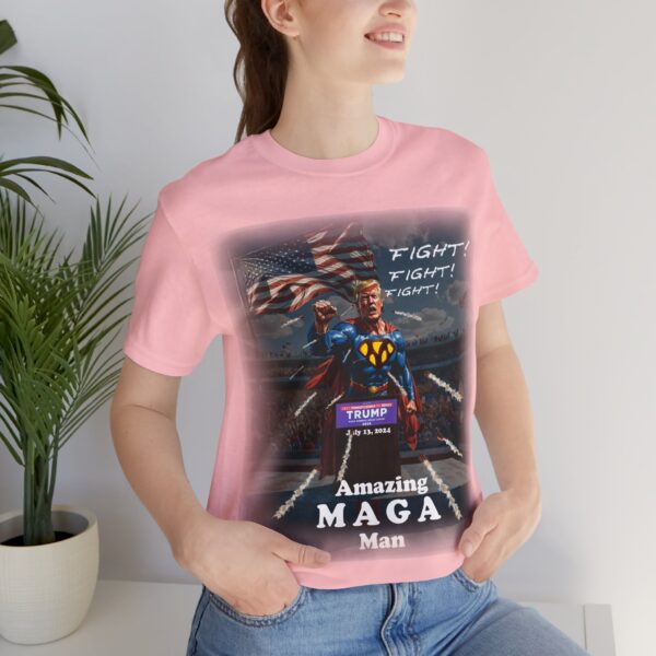 sitting girl wearing pink amazing MAGA man trump assasintation attempt t-shirt