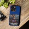 Dark Blue Custom SuperTrump Crime Of The Century Tough Phone Cases for iPhone 15 on a table