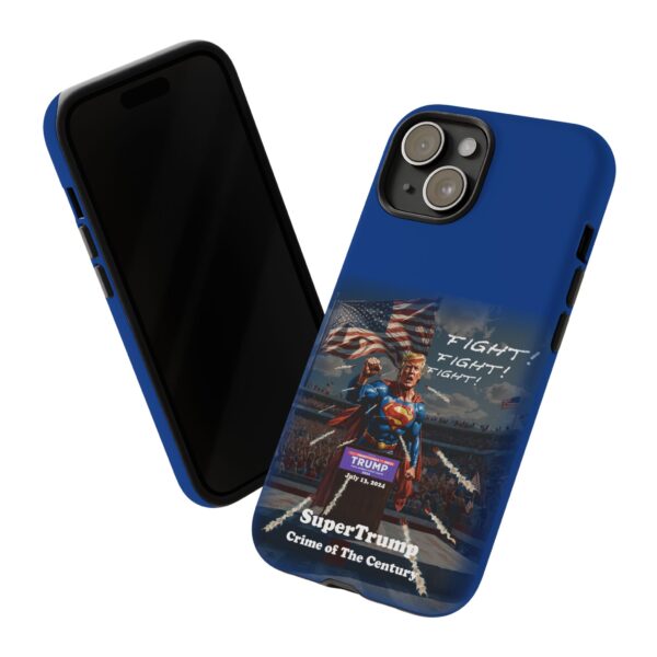 Dark Blue Custom SuperTrump Crime Of The Century Tough Phone Cases sales display for iPhone 15