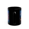 Trump Seared With Scars Black Ceramic Mug, handle facing