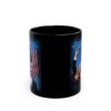 Trump Seared With Scars Black Ceramic Mug, front side