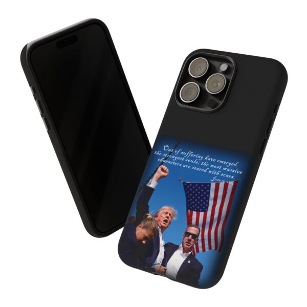 Black Trump Is Seared With Scars Custom Tough Phone Cases sales display for iPhone 15 Max Pro