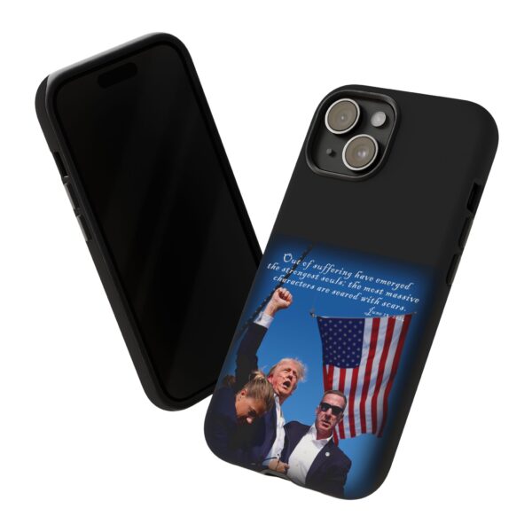 Black Trump Is Seared With Scars Custom Tough Phone Cases sales display for iPhone 15