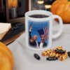 Mug Trump Seared With Scars white ceramic mug in a Halloween setting