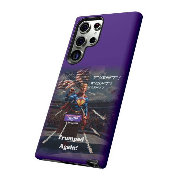 Purple Custom Trumped Again Tough Phone Cases sales display for Samsung Galaxy S23 Ultra