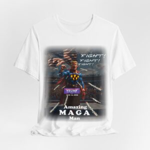 white hanging amazing MAGA man trump assasintation attempt t-shirt