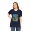 from the river to the sea, Frankenstien will be free t-shirt - navy blue, white girl gold hair