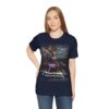 white girl wearing navy blue SuperTrump - Crime of the Century t-shirt