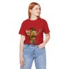 white girl wearing red It's Mr. Potato Head t-shirt black text