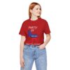 red head girl wearing red Party Of Projection t-shirt