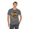 white guy wearing deep heather It's Mr. Potato Head t-shirt white text