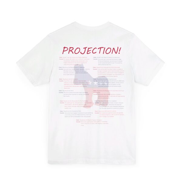 back side of white Party Of Projection t-shirt