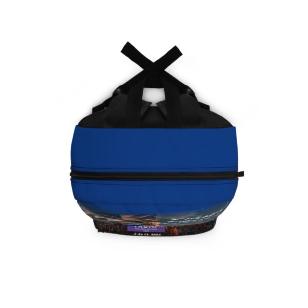 Blue SuperTrump Crime Of The Century Backpack, top view