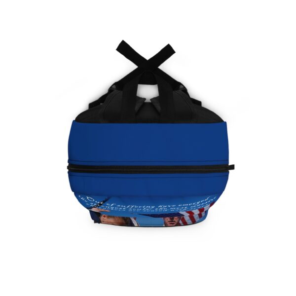 Blue Trump Seared With Scars Backpack, top view