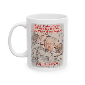 Do Not Go Gentle Into That Good Night White Ceramic Mug, handle left