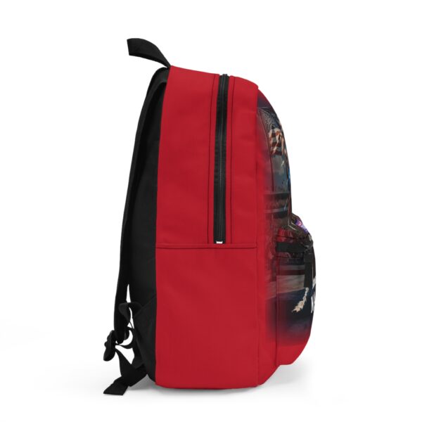 Red Amazing MAGA Man Backpack, left side view